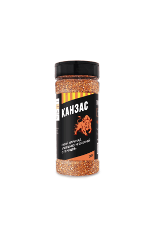 КАНЗАС RUB BBQ, папрично-чесночная смесь с горчицей - 260 г (банка с дозатором)