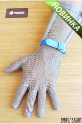 Перчатка кольчужная 5-ти палая с отворотом 150 мм,с пластиковыми ремешками, Китай